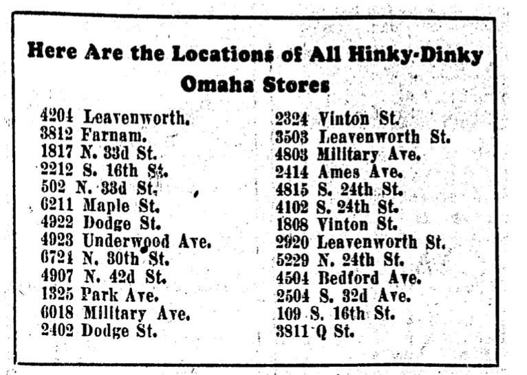 Scan of Hinky Dinky Omaha Locations advertisement